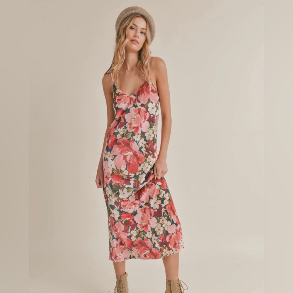 Velvet open back midi dress